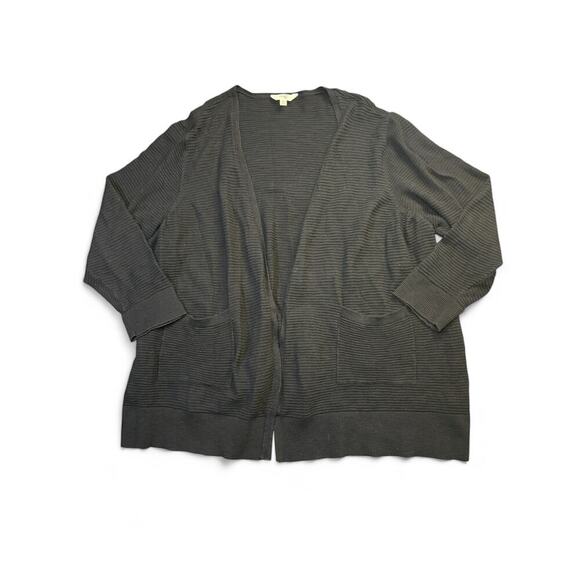 Terra & Sky Cardigan Women's Black Oversized Ribbed Size 3xl - Picture 1 of 7